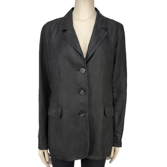 M0851 Cotton Coated Contemporary Désigner Black Blazer Size M - Picture 1 of 9